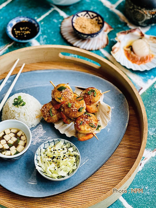 Coquille Saint-Jacques en brochette façon Yakitori